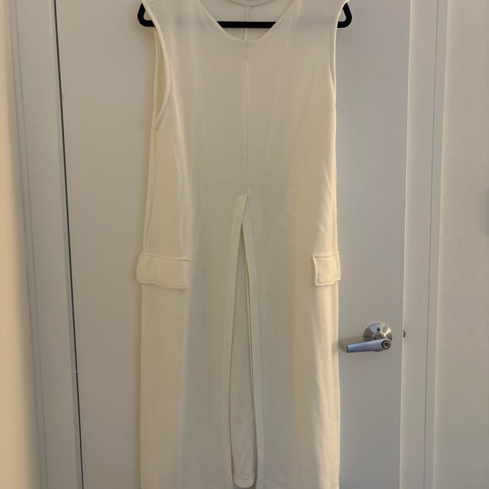 Zara Cream Sleeveless Center-Slit Jumpsuit